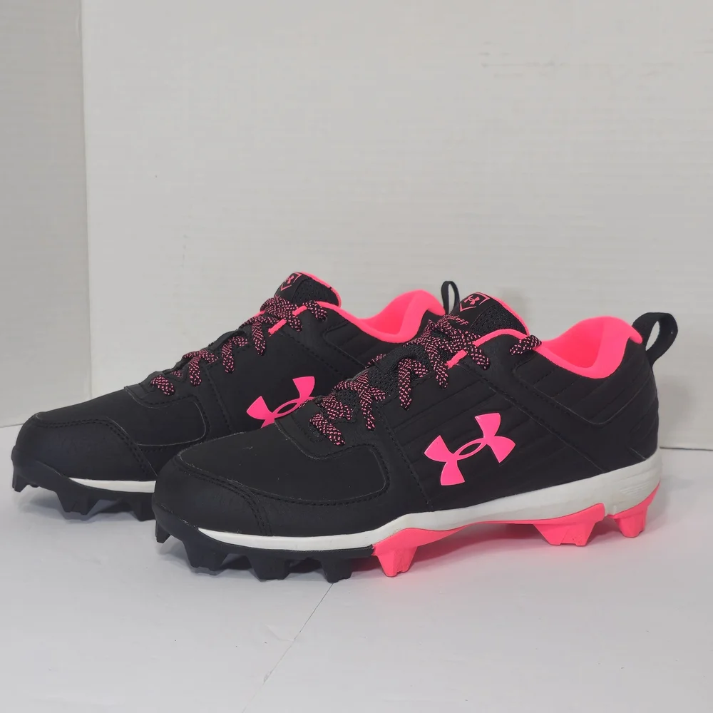 Under Armour Black and Pink Cleats Womens Sz 5.5Y Baseboll - Picture 3 of 12
